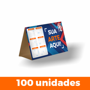Calendário de Mesa - 100 unidades Triplex 250g 200x100mm 4x0 Sem Verniz Colado 