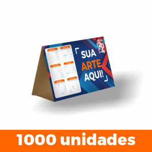 Calendário de Mesa - 1000 unidades Triplex 250g 200x100mm 4x0 Sem Verniz Colado 