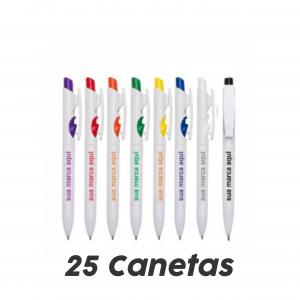 Canetas Office 25 unidades Plástico  Arte Colorida   Medidas aproximadas para gravação : 4,3 cm x 0,7 cm