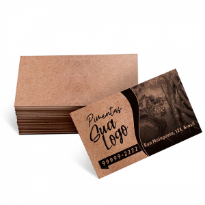 CARTÃO DE VISITA Papel Kraft - 1000 unid Kraft 90x48mm 4x0 (1 lado colorido) Sem Revestimento Corte Reto 